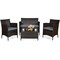 Costway 4PCS Rattan Patio Furniture Set Cushioned Sofa Chair Coffee Table